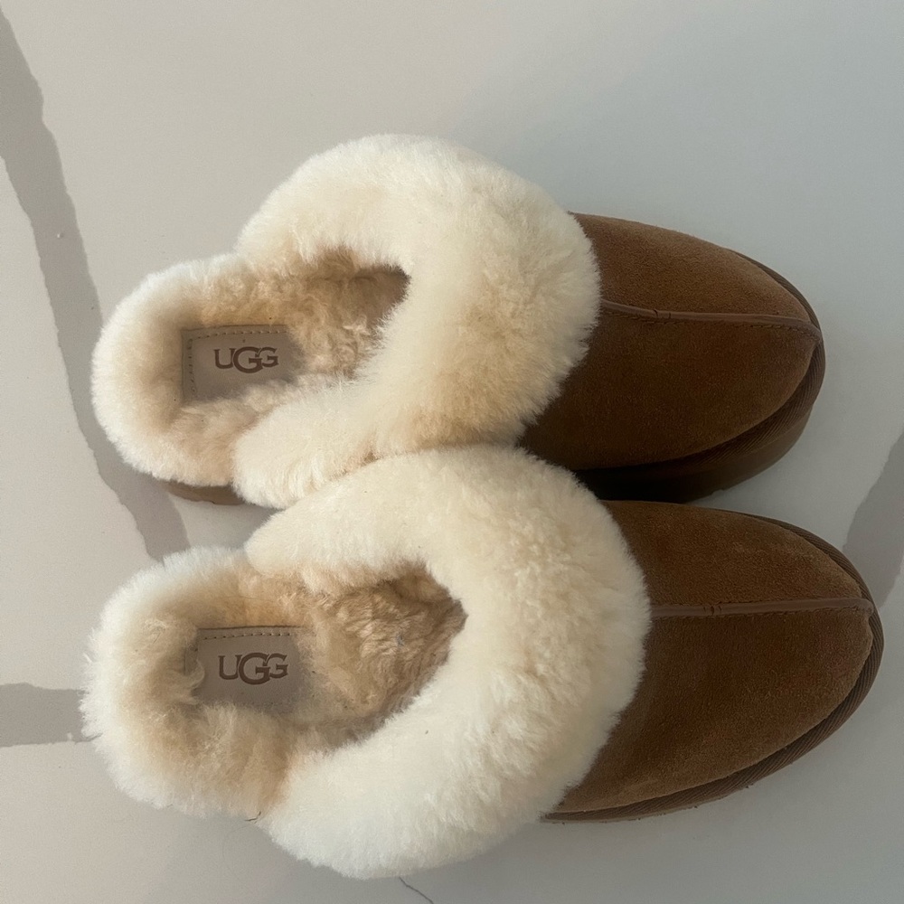 UGG DISQUETTE SLIDE CHESTNUT SHEARLING CUFF SANDALS US 7 - Picture 9 of 9
